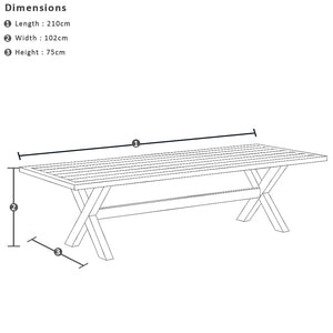 Tahitian 3m Aluminium Dining Table with 10x Santorini Chairs