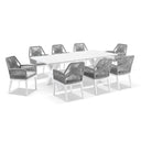 Tahitian 2.1m Aluminium Dining Table with 8 Hugo Dining Chairs
