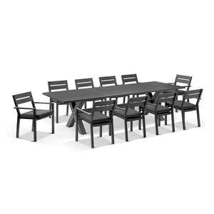 Tahitian 3m Aluminium Dining Table with 10x Santorini Chairs