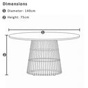 Tamborine Indoor 1.4m Round Dining Setting with 6 x Ettalong Chairs