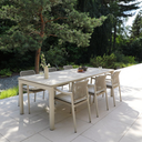 Sienna Outdoor Aluminium and Ceramic Dining Table with Rope Chairs Setting
