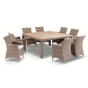Sahara 8 Square Dining Setting In Half Round Wicker