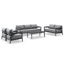 Bronte 3+2+1+1 Outdoor White Aluminium Lounge with Sunbrella Setting with Coffee Table