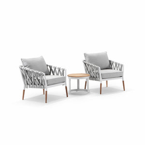 Silas Outdoor Rope and Aluminium Patio Balcony Set with Side Table