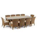 Waverley 2.6m Indoor Outdoor Concrete Look Dining Set With 10 Kai Wicker Chairs