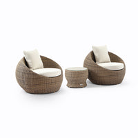 Newport Outdoor Wicker Lounge 2 x Arm Chair with Side Table