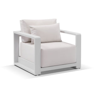 Whitehaven 3+1+1 Outdoor Aluminium Lounge with Sunbrella Cushions with Santorini Coffee Table