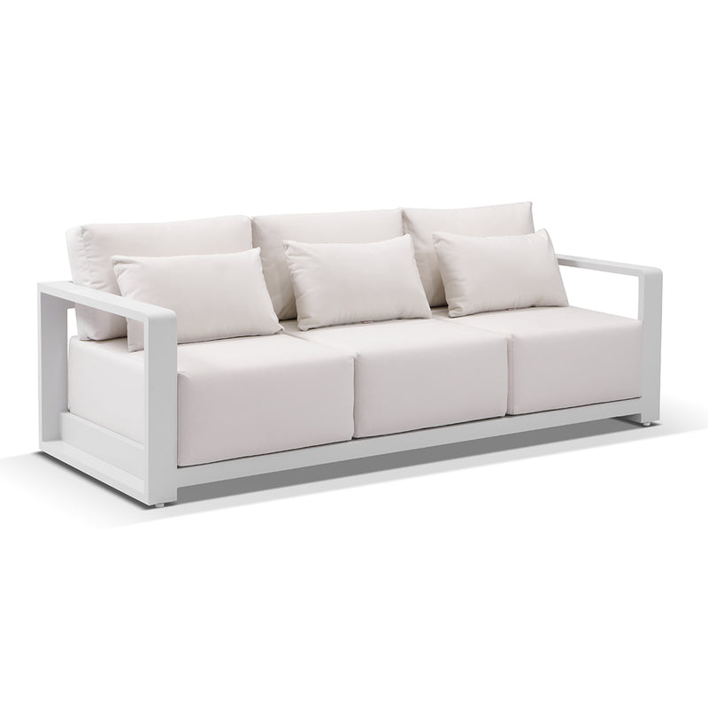 Whitehaven 3+1+1 Outdoor Aluminium Lounge with Sunbrella Cushions with Santorini Coffee Table