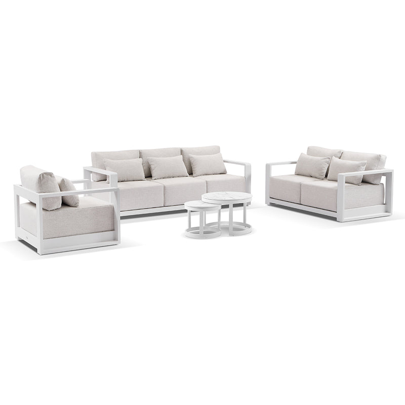 Whitehaven 3+2+1 Seater Outdoor Aluminium Lounge with Hugo Coffee Table Set