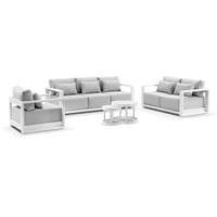 Whitehaven 3+2+1 Seater Outdoor Aluminium Lounge with Hugo Coffee Table Set