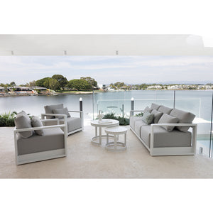 Whitehaven 3+1+1 Seater Outdoor Aluminium Lounge with Hugo Coffee Table Set