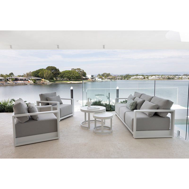 Whitehaven 3+1+1 Seater Outdoor Aluminium Lounge with Hugo Coffee Table Set