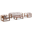 Santorini 3+1+1 Outdoor Aluminium Lounge with Coffee Table in Teak Timber Look Finish