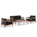 Bronte 2+1+1 Outdoor Teak Look Aluminium Lounge Setting with Coffee Table