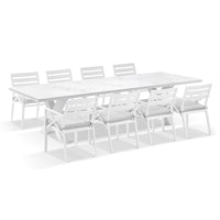 Kansas Outdoor Ceramic 3m Aluminium Dining Table with 10 Chairs Setting