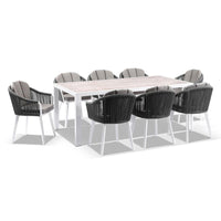 Alpine Outdoor 8 Seater Rope and Aluminium Dining Table and Chairs Setting