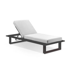 Arcadia Aluminium Sun Lounge in Charcoal with Balmoral Teak Slide Under Side Table