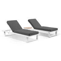 Arcadia Aluminium Sun Lounge Set in Charcoal Aluminium with Balmoral Teak Round Side Table
