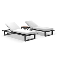 Arcadia Aluminium Sun Lounge Set in Charcoal with Balmoral Teak Slide Under Side Table