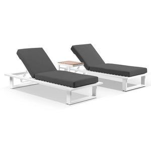 Arcadia Aluminium Sun Lounge Set with Balmoral Teak Slide Under Side Table