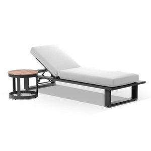 Arcadia Aluminium Sun Lounge with Balmoral Teak Round Side Table