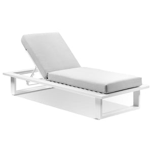 Arcadia Aluminium Sun Lounge in White with Balmoral Teak Slide Under Side Table