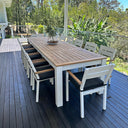 Balmoral 3.55m Outdoor Teak Top Aluminium Table with 12 Capri Chairs