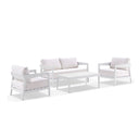 Bronte 2+1+1 Outdoor White Aluminium with Sunbrella Lounge Setting with Coffee Table