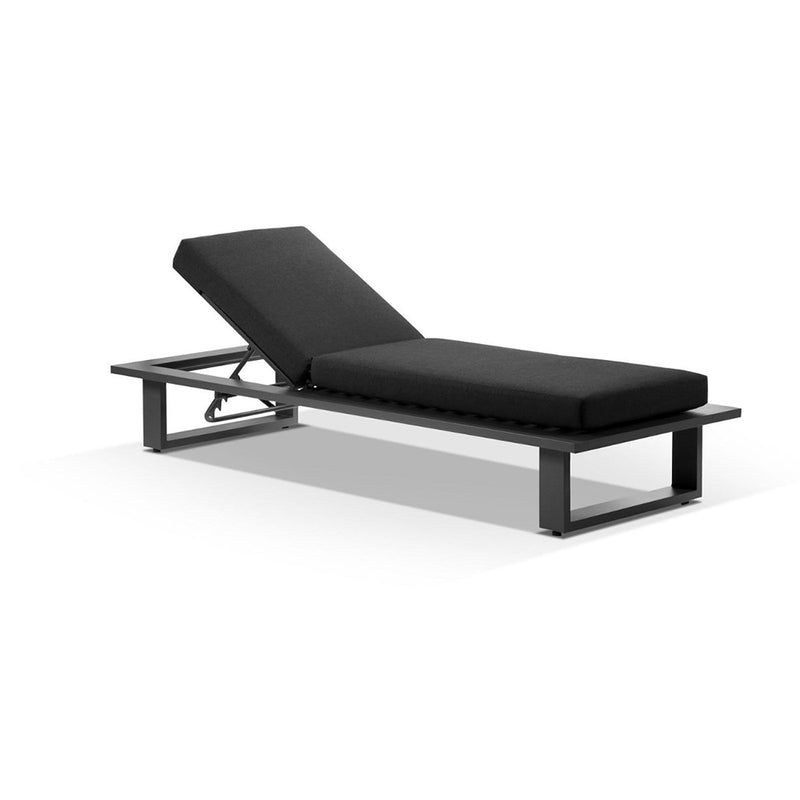 Arcadia Aluminium Sun Lounge Set in Charcoal with Balmoral Teak Slide Under Side Table