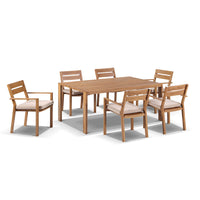 Capri 7pcs Dining Setting with Santorini Chairs in Teak Timber Look Finish