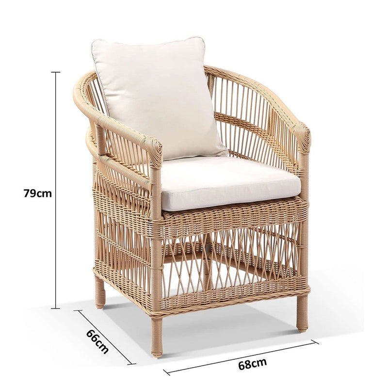 Malawi Outdoor Wicker and Aluminium Dining Chair - Charcoal w/ Denim Grey Cushion