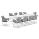 Austin Outdoor 2.2m - 3m Extension Aluminium Table with 10 Hugo Rope Dining Chairs