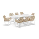 Austin Outdoor 2.2m - 3m Extension Aluminium Table with 10 Hugo Rope Dining Chairs