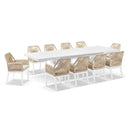 Austin Outdoor 2.2m - 3m Extension Aluminium Table with 10 Hugo Rope Dining Chairs
