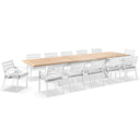 Austin Outdoor 3m - 3.8m Extension Teak and Aluminium Table with 12 Kansas Dining Chairs
