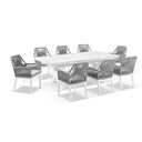 Austin Outdoor 2.2m - 3m Extension Aluminium Table with 10 Hugo Rope Dining Chairs