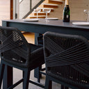 Hugo Ceramic 1.5m Rectangle Aluminium Bar Table with 4 x Hugo Rope Bar Stools