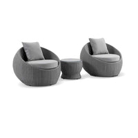 Newport Outdoor Wicker Lounge 2 x Arm Chair with Side Table