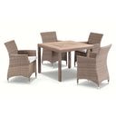 Sahara 4 Outdoor Teak Timber Dining Table in Half Round wicker
