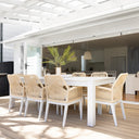 Santorini 2.5m Outdoor Rectangle Aluminium Dining Table with 8 Hugo Rope Chairs