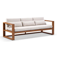 Santorini 3+1+1 Outdoor Aluminium Lounge with Coffee Table in Teak Timber Look Finish