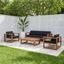 Santorini 3+1+1 Outdoor Aluminium Lounge with Coffee Table in Teak Timber Look Finish