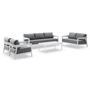 Bronte 3+2+1+1 Outdoor White Aluminium Lounge with Sunbrella Setting with Coffee Table
