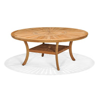 Solomon 1.8m Round Outdoor Teak Timber Dining Table with Kai Wicker Chairs with Lazy Susan
