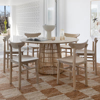 Tamborine Indoor 1.4m Round Dining Setting with 6 x Ballina Chairs