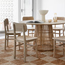 Tamborine Indoor 1.4m Round Dining Setting with 6 x Ettalong Chairs
