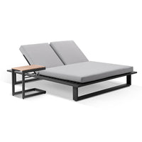 Arcadia Double Aluminium Sun Lounge with Slide Under Side Table