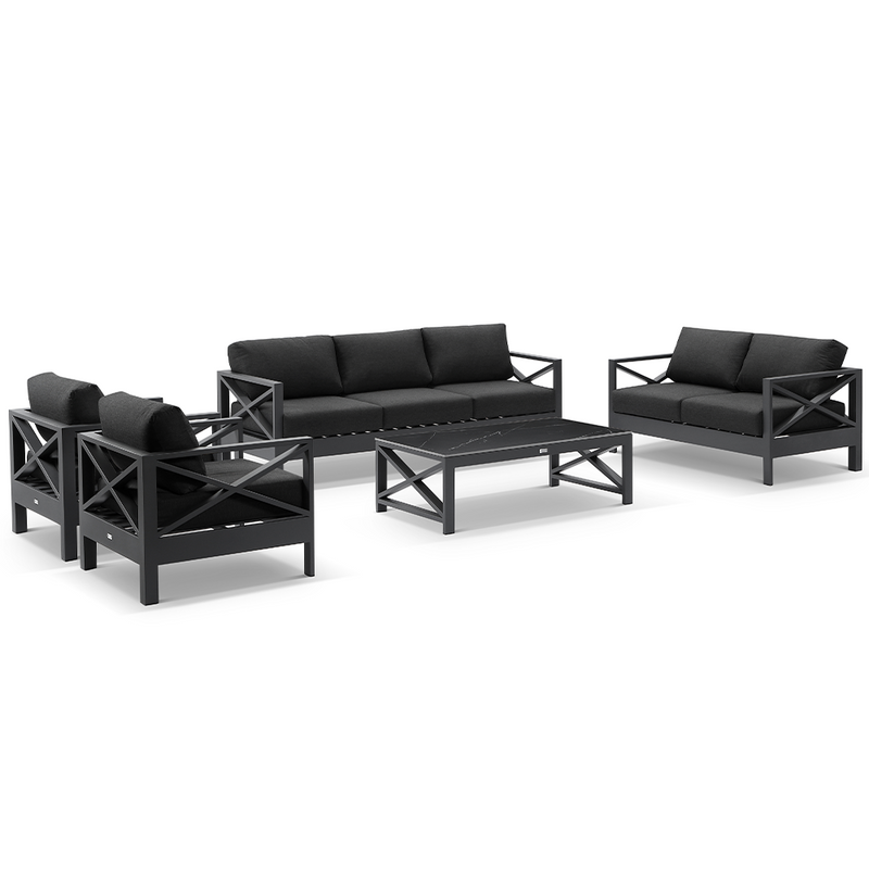 Kansas 3+2+1+1 seater Outdoor Aluminium Lounge Set with Coffee Table