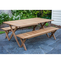Issie Outdoor 1.8m Recyled Teak Table and Bench Seats from FSC Grade Timber