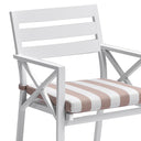 Balmoral 2.5m Teak Top Aluminium Table with 8 Kansas Dining Chairs with Sunbrella cushions